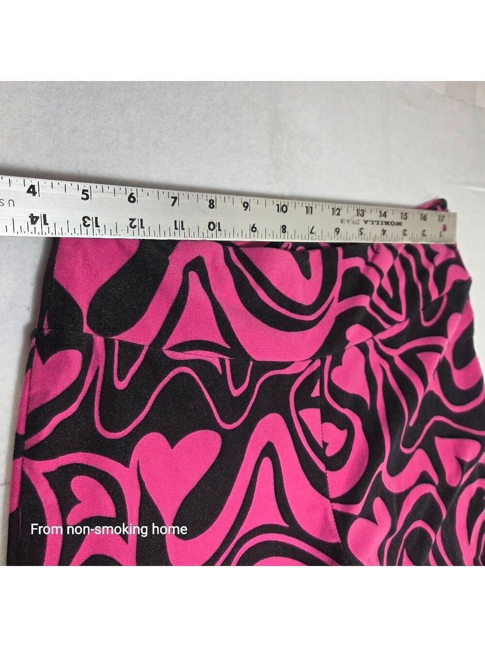Juniors No Boundaries Leggings M Pink Black Heart Swirl - Picture 5 of 6